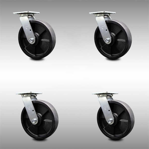 Service Caster 8 Inch SS Glass Filled Nylon Swivel Caster Set with Roller Bearing and Swivel Lock SCC-SS30S820-GFNR-BSL-4 - main